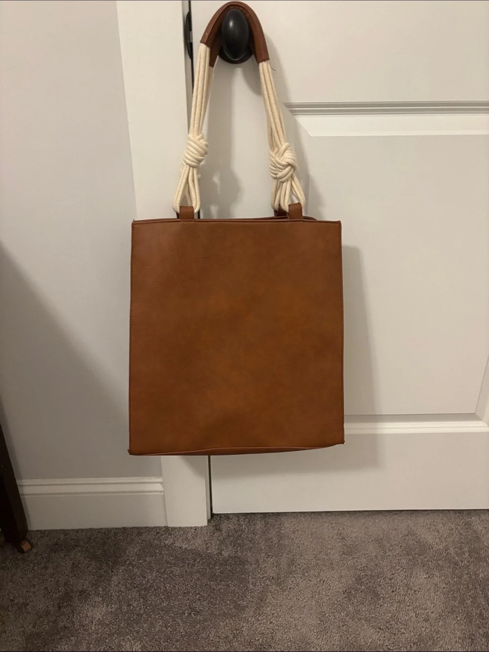 Universal Thread Brown Tote with Cream Rope Handles